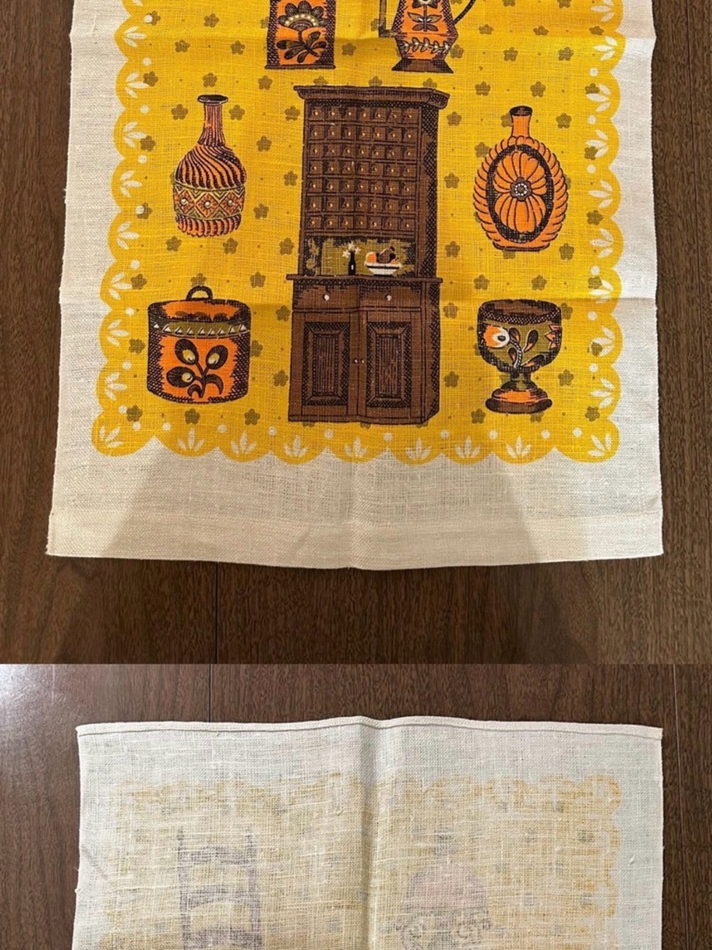 Yellow Vintage-Style Kitchen Tea Towel – Decorative Print